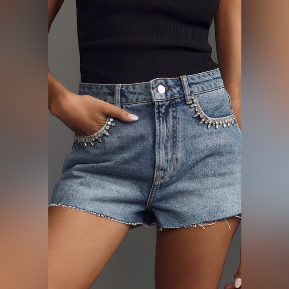 Anthropologie Embellished Pilcro Lover Denim Shorts - Picture 3 of 5